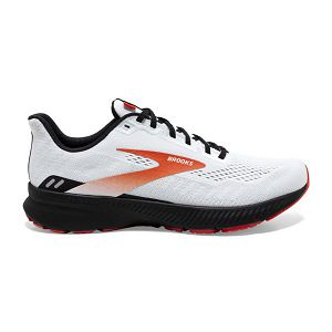 Brooks Launch 8 Mens Road Running Shoes White/Black/Orange | USA-NZQ514028